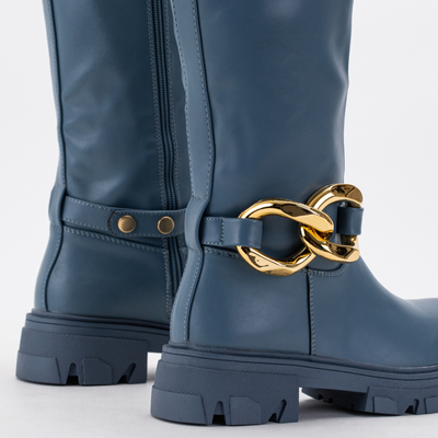 Bottines pour femmes bleues avec une chaîne Helisa - Chaussures