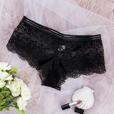 Boxer noir en dentelle pour femmes - Sous-vêtements