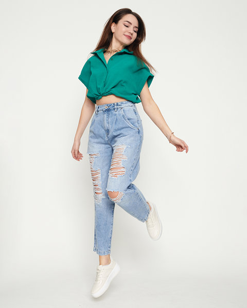 Jean déchiré bleu clair pour femme - Vêtements