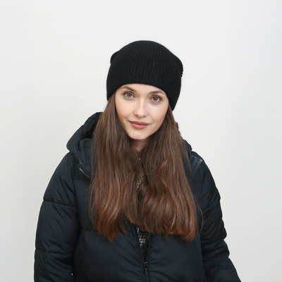 Bonnet noir en tricot pour femme - Accessoires