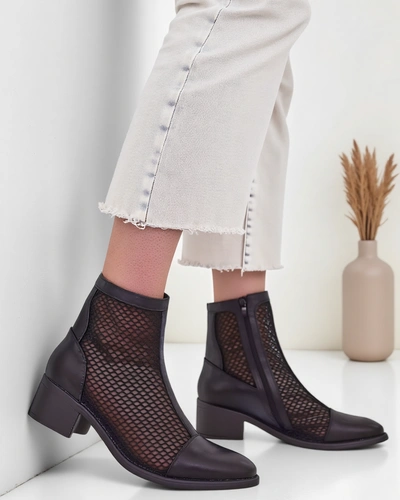Royalfashion Bottines à talons bas pour femmes perforées Rowices