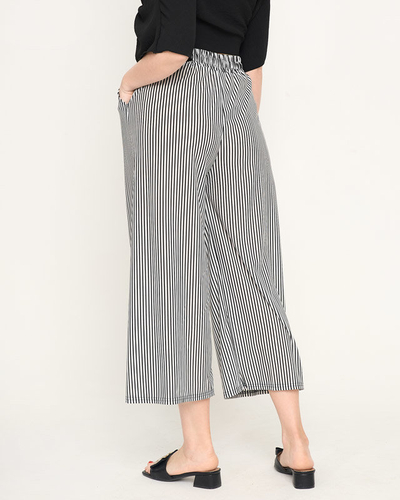 Pantalon femme tissu rayé blanc - Vêtement
