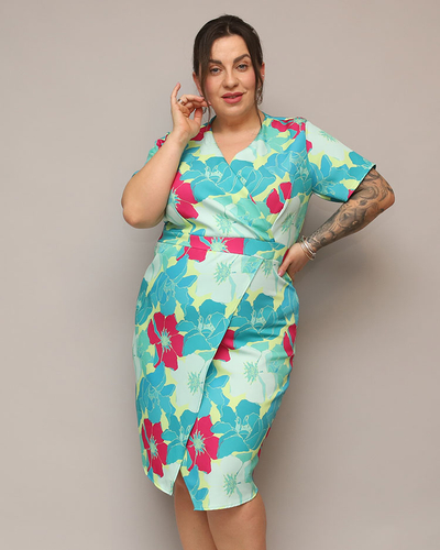 Royalfashion Robe en tissu floral pour femme PLUS SIZE