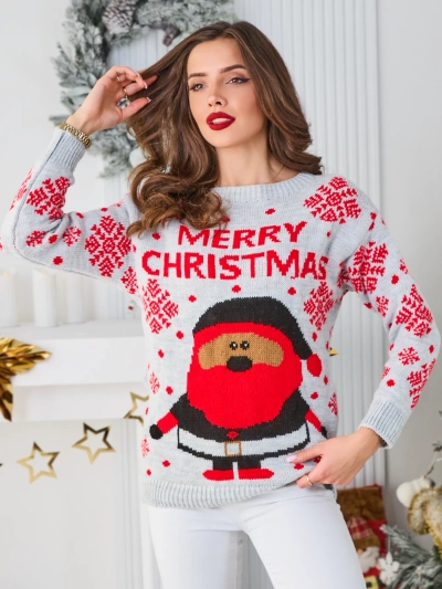 Royalfashion Pull de Noël pour femme avec le Père Noël