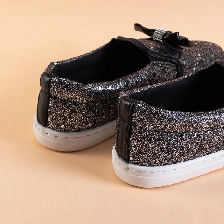 OUTLET Slip-on enfant noir avec nœud Cintia - Chaussures