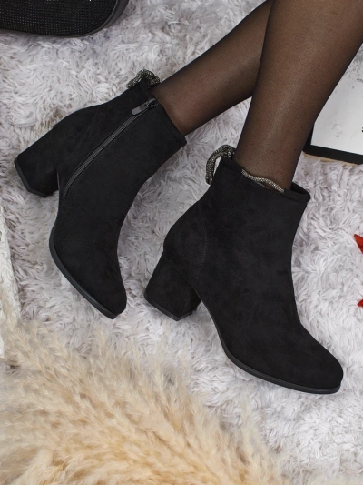 Bottines femme en éco-daim à talons épais Ornella