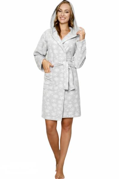 Robe de chambre femme grise avec flocons de neige - Vêtements