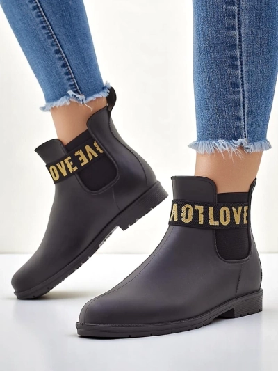 Bottes de pluie mates Royalfashion pour femmes avec l'inscription Love Love