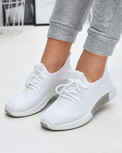 Chaussures de sport blanches en tissu pour femmes Vobbu- Footwear