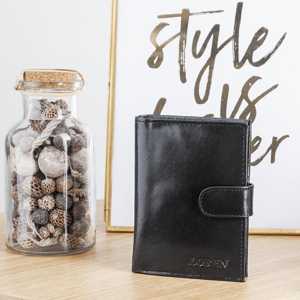 Portefeuille homme noir à bouton - Portefeuille