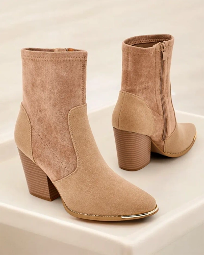 Bottines écologiques en suédine pour femmes de Royalfashion sur un poteau Gris