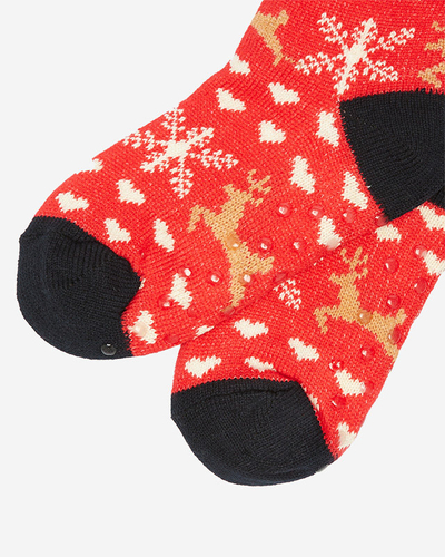Chaussettes pour femmes rouges avec motif de Noël - Sous-vêtements