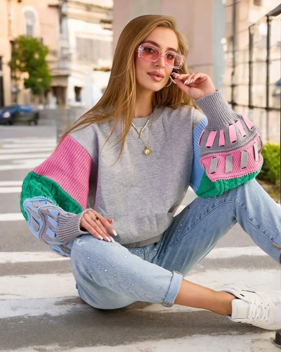 Royalfashion Sweatshirt à manches colorées pour femmes