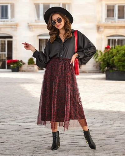 Jupe mi-longue pour femme à motif Royalfashion avec tulle