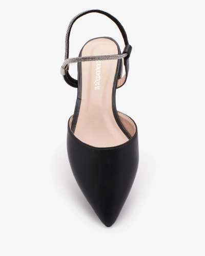 OUTLET Royalfashion Noir Sandales à talon plat à semelle chatoyante pour femme