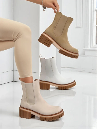 Bottines à talon bloc en nubuck écologique Amber Walk