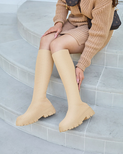 OUTLET Royalfashion Bottes à motifs pour femme beige Helipea