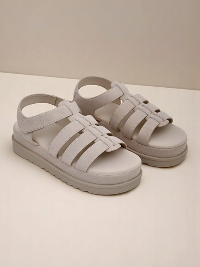 Sandales Royalfashion - Caligae Beige Daim sur Plateforme - Idéales pour l'Été et le Printemps