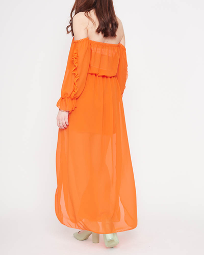 Robe longue espagnole orange pour femme - Vêtements