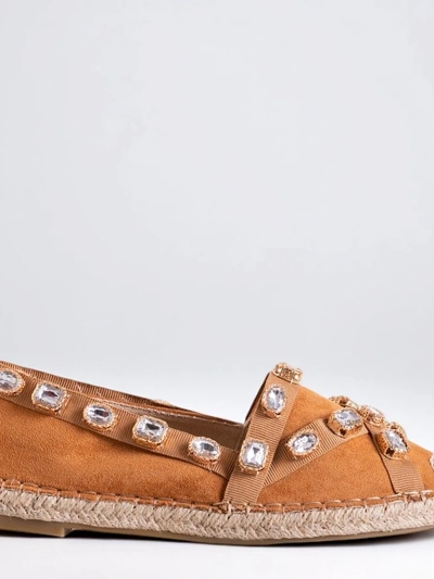Espadrilles pour femmes avec cristaux Wamba camel - Chaussures