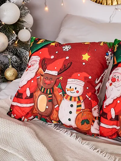 Royalfashion Housse de coussin décorative de Noël