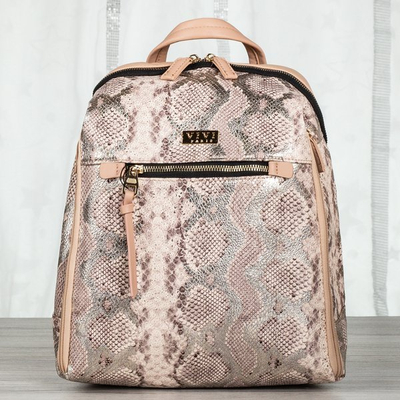Sac à dos rose pour femme a'la peau de serpent - Sacs à dos 1