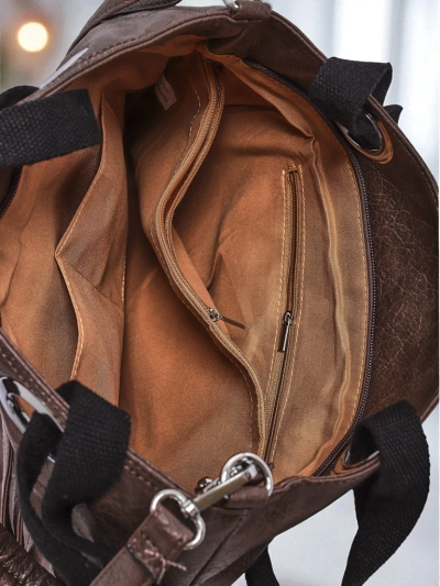 Sac pour femme Hera gris en cuir écologique avec fermeture éclair et rivets