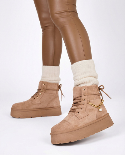 Royalfashion Bottes Woruces à lacets pour femmes