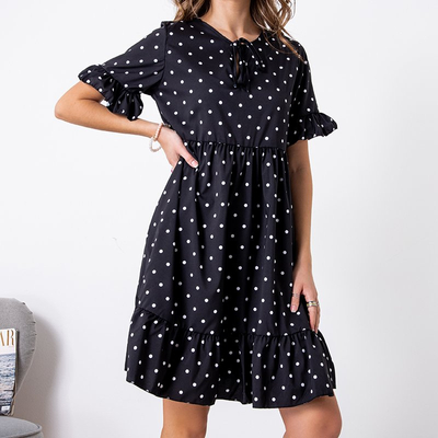 Mini-robe noire à pois pour femme - Vêtements