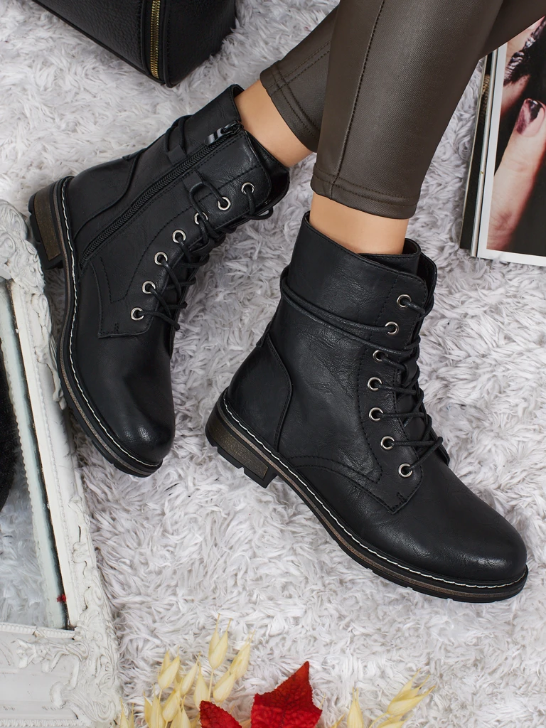 Bottines lacées pour femmes en cuir écologique Ravonna