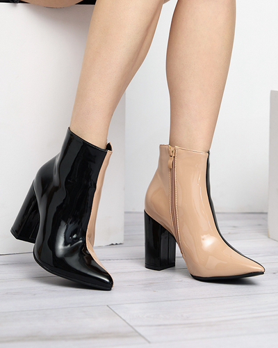 Bottines vernies beiges et noires sur le poteau Cruell - Footwear