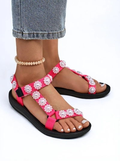 Sandales Livia Rosa – Sandales confortables pour femmes Royalfashion avec des jets de perles