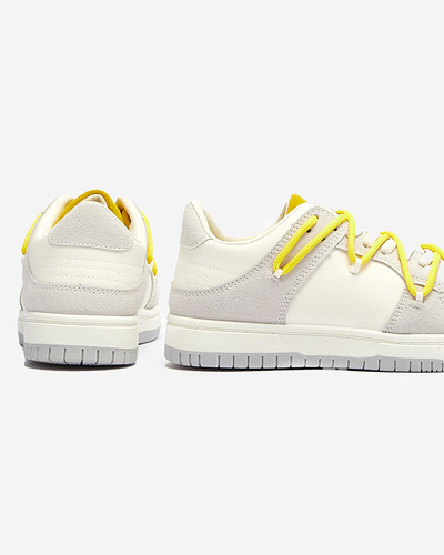 Baskets de sport pour femmes blanches et grises avec lacets jaunes Olierinc - Chaussures