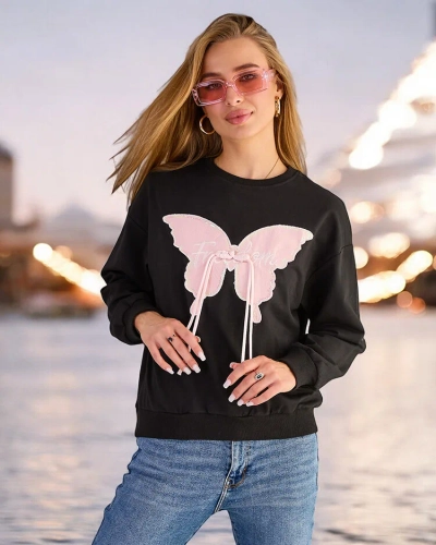 Royalfashion Sweat-shirt en coton à imprimé fin pour femme