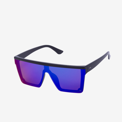 Lunettes de soleil carrées femme bleu marine avec bordure holographique - Accessoires