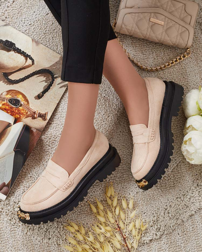 Mocassins Giulia Beige en Cuir Écologique