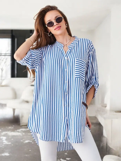 Chemise longue en viscose rayée Royalfashion pour femmes