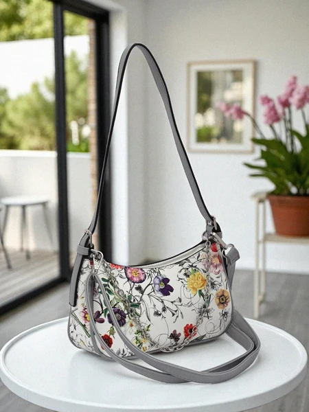 Royalfashion Petit sac à main pour femme en cuir écologique avec imprimé fleuri Lily Bloom