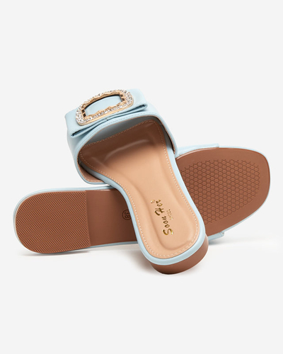 Babouches bleues pour femmes avec un ornement en zircon cubique Iteria - Footwear
