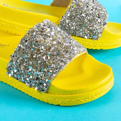 OUTLET Chaussons femme jaunes avec zircons cubiques Aisidora - Footwear