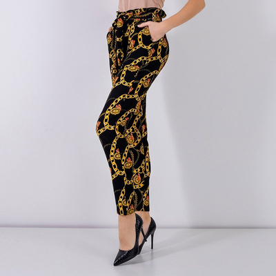 Pantalon femme noir avec imprimé - Vêtements