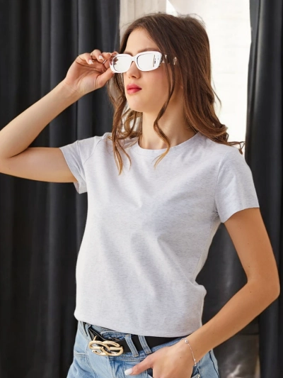 T-shirt décontracté en coton pour femmes Royalfashion avec col rond