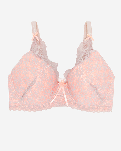Soutien-gorge rose pour femme avec dentelle grise - Sous-vêtements
