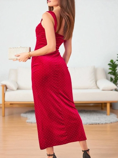 Robe midi pour femmes Royalfashion avec strass