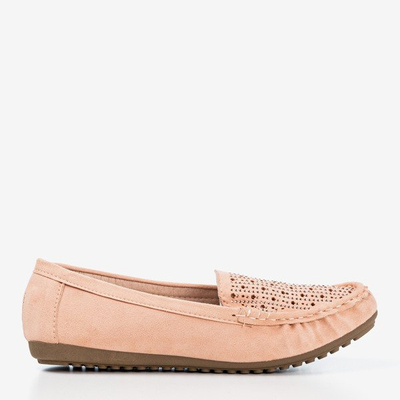 Mocassins femme rose clair avec zircons Cyliua - Chaussures 1
