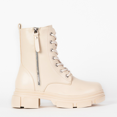 Bottes classiques en cuir écologique crème Nobi- Footwear