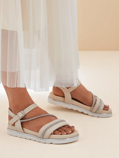 Sandales compensées Royalfashion pour femmes avec strass Magnol