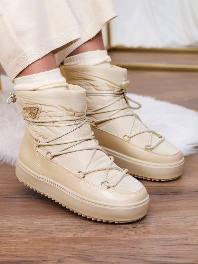 Royalfashion Bottes à enfiler pour femmes bottes de neige a'la en beige Vevnose