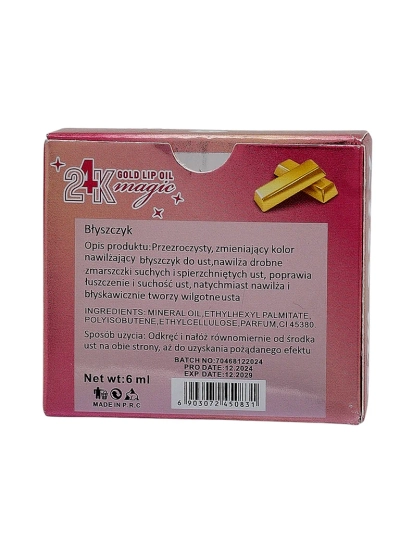 Gloss à lèvres incolore 24K hydratant et régénérant avec des particules d'or