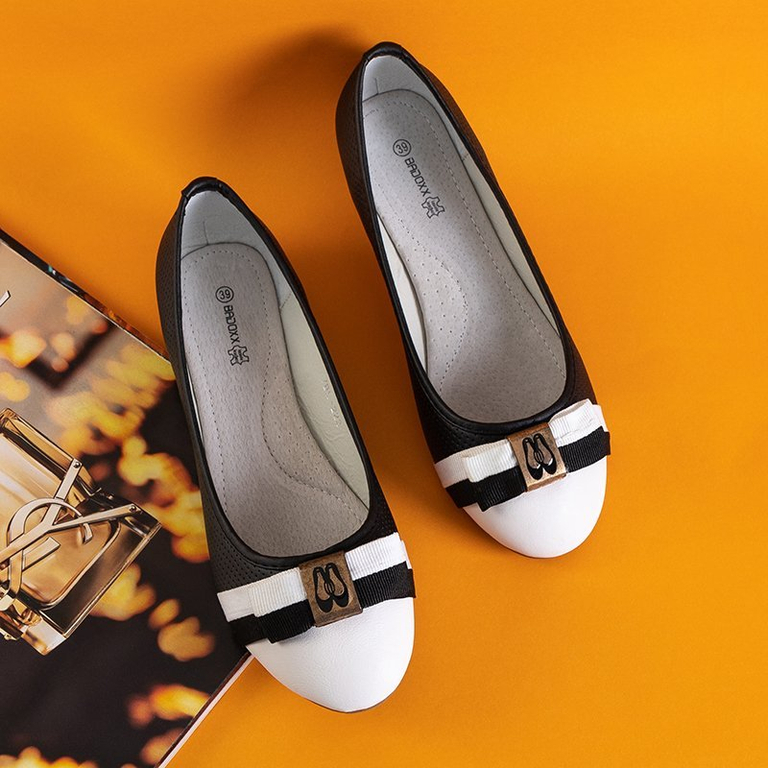 OUTLET Ballerines ajourées pour femmes noires à nœud Alemonia - Chaussures